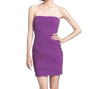 BCBG MAXAZRIA Purple Strapless Pleated Bandage Mini Dress Size 2